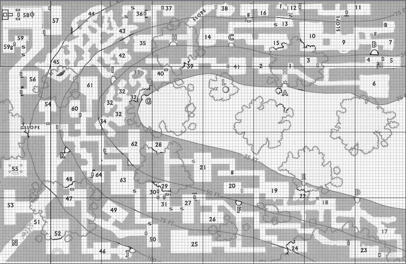 a grid map for the Caves of Chaos, the original D&D starter dungeon
